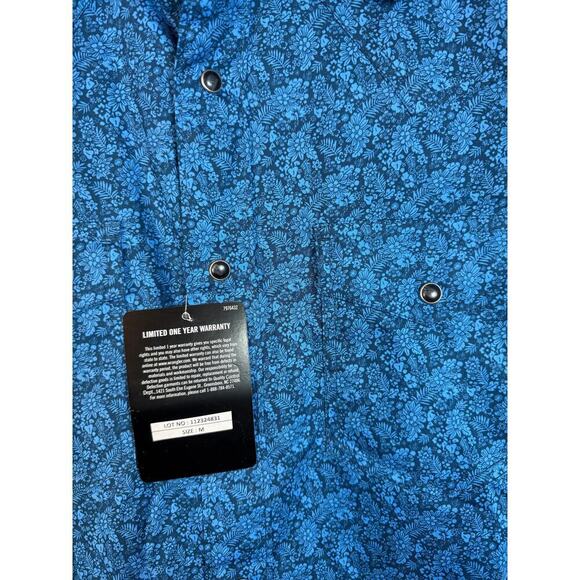 NWT Wrangler 20X Competition Shirt Blue Floral Pearl Snap Western Rodeo - Medium - Picture 2 of 6